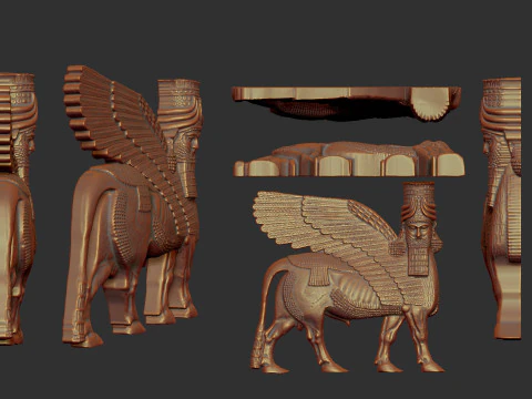 Assyrian Human headed winged bull bas relief 3D Print Model