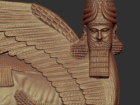 Assyrian Human headed winged bull bas relief 3D Print Model