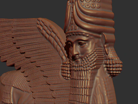 Assyrian Human headed winged bull bas relief 3D Print Model