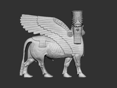 Assyrian Human headed winged bull bas relief 3D Print Model