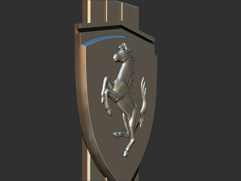 Ferrari Prancing Horse Logo Bas Relief for CNC 3D Print STL 3D Print Model