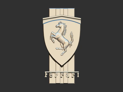 Ferrari Prancing Horse Logo Bas Relief for CNC 3D Print STL 3D Print Model
