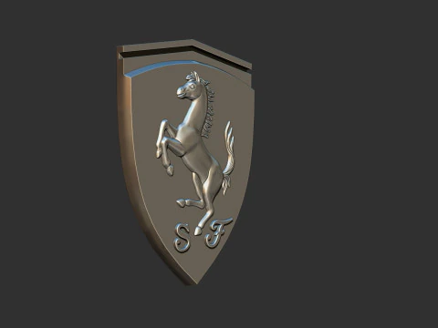 Ferrari Prancing Horse Logo Bas Relief for CNC 3D Print STL 3D Print Model
