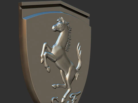 Ferrari Prancing Horse Logo Bas Relief for CNC 3D Print STL 3D Print Model
