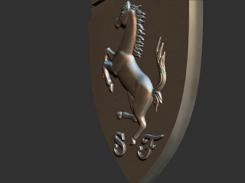 Ferrari Prancing Horse Logo Bas Relief for CNC 3D Print STL 3D Print Model