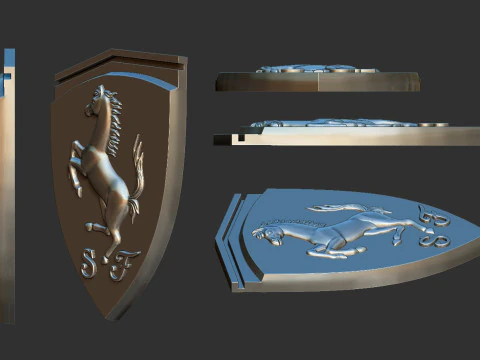 Ferrari Prancing Horse Logo Bas Relief for CNC 3D Print STL 3D Print Model