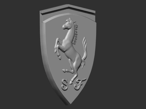 Ferrari Prancing Horse Logo Bas Relief for CNC 3D Print STL 3D Print Model