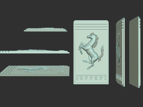 Ferrari Prancing Horse Logo Bas Relief for CNC 3D Print STL 3D Print Model