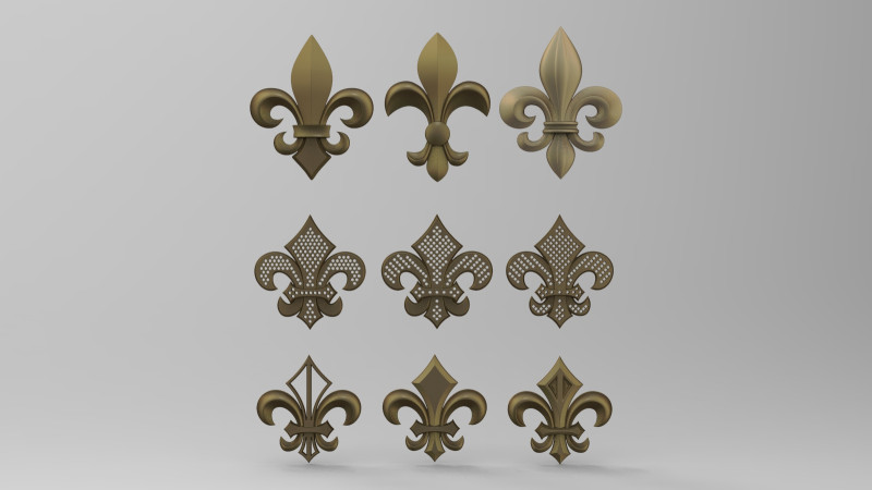 Heraldic Lily Set 3D Baskı Modeli .c4d .max .obj .3ds .fbx .stl .blend 