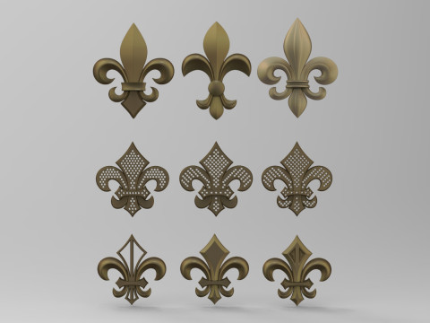 Heraldic Lily Set 3D 打印模型