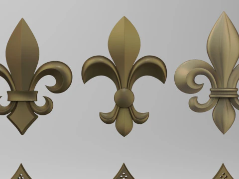 Heraldic Lily Set 3D Print Model
