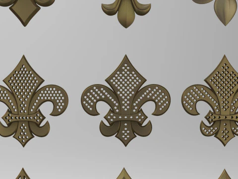 Heraldic Lily Set 3D Print Model
