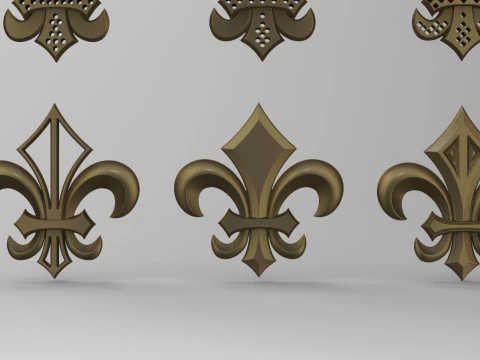 Heraldic Lily Set 3D Print Model