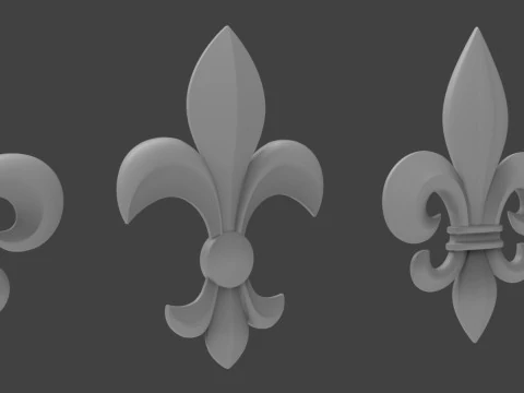 Heraldic Lily Set 3D Print Model