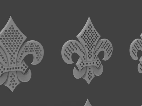 Heraldic Lily Set 3D Print Model