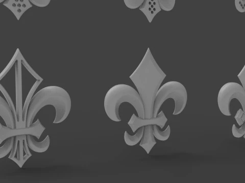 Heraldic Lily Set 3D Print Model