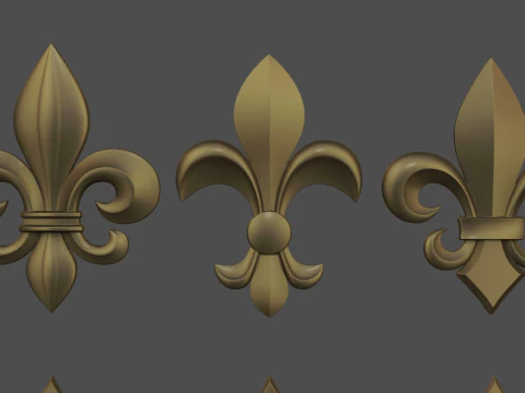 Heraldic Lily Set 3D Print Model