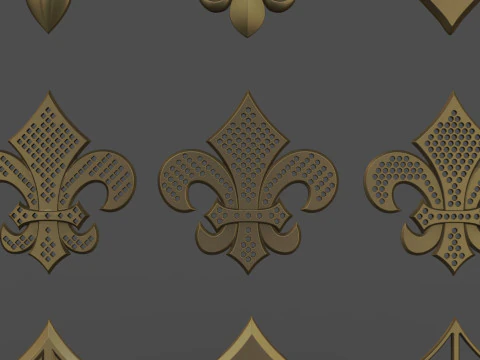 Heraldic Lily Set 3D Print Model