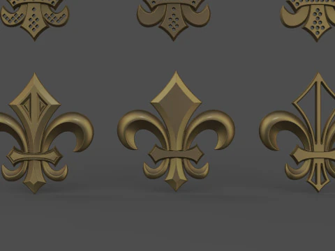Heraldic Lily Set 3D Print Model