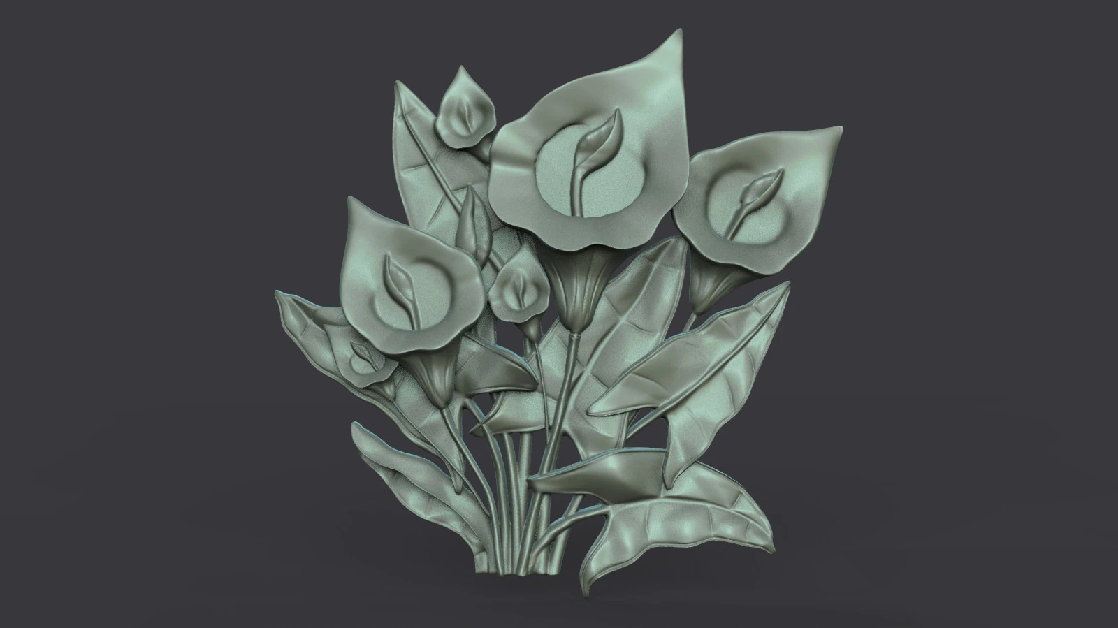 Lily Flowers Bas Relief 3D Print Model .c4d .max .obj .3ds .fbx .stl .blend 