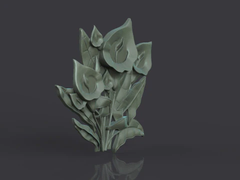 Lily Flowers Bas Relief 3D Print Model