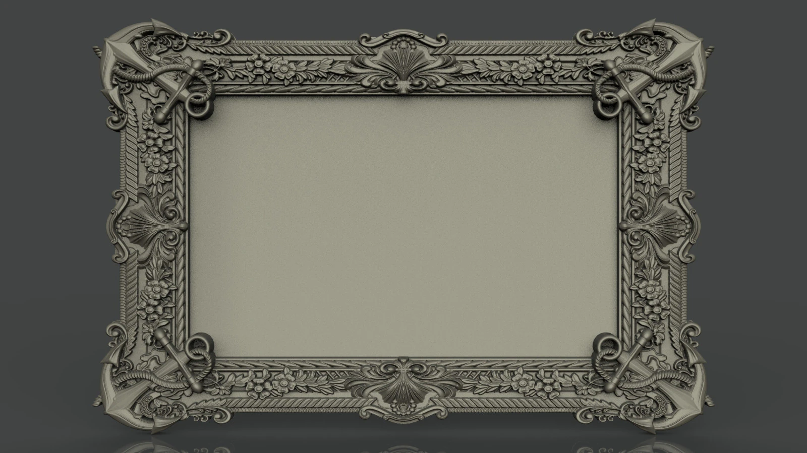 Mirror Frame with anchor 3D Print Model .c4d .max .obj .3ds .fbx .stl .blend