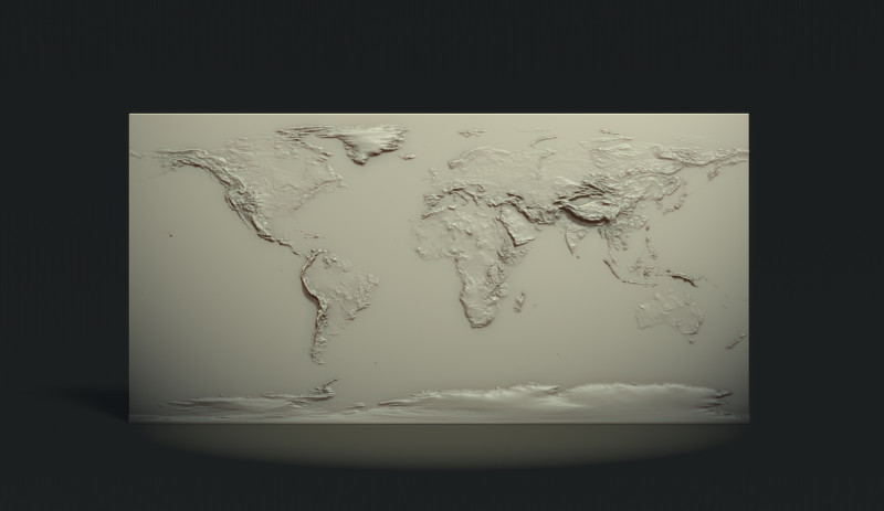 World Physical Map bas relief Modelo de Impressão 3D .c4d .max .obj .3ds .fbx .stl .blend 