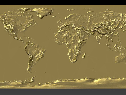 World Physical Map bas relief Modelo de Impressão 3D