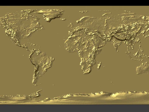 World Physical Map bas relief 3D Print Model
