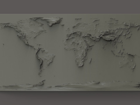 World Physical Map bas relief Modelo de Impressão 3D