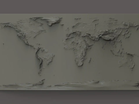 World Physical Map bas relief 3D Print Model