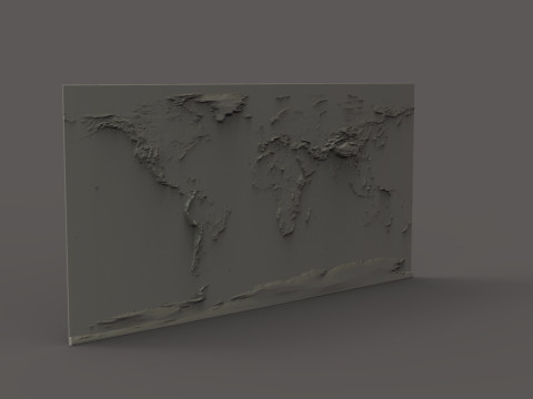World Physical Map bas relief Modelo de Impressão 3D