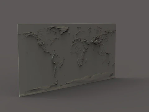 World Physical Map bas relief 3D Print Model