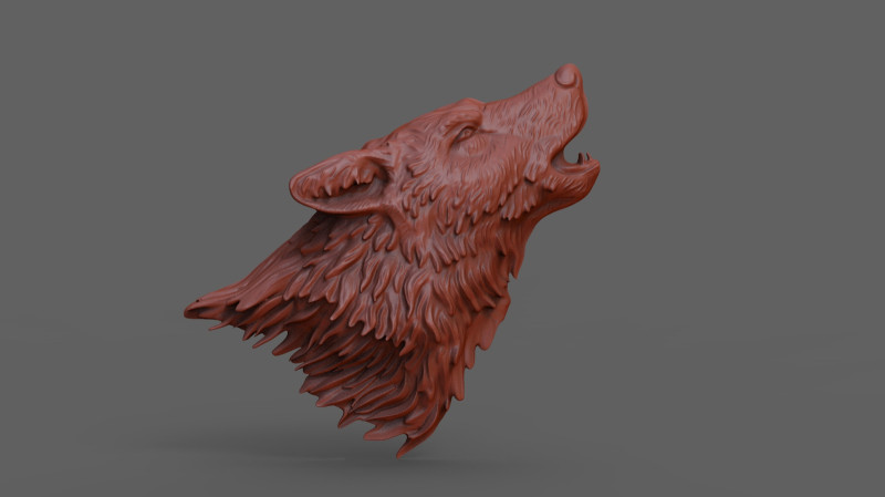 Howling wolf bas relief 3D प्रिंट मॉडल .c4d .max .obj .3ds .fbx .stl .blend