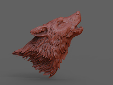 Howling wolf bas relief 3D Принт Модель