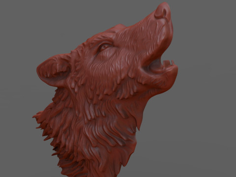 Howling wolf bas relief 3D प्रिंट मॉडल