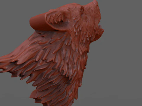 Howling wolf bas relief 3D Print Model