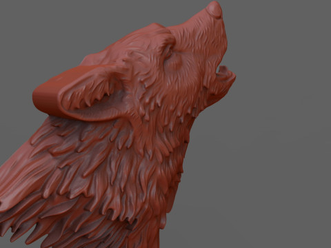 Howling wolf bas relief 3D प्रिंट मॉडल