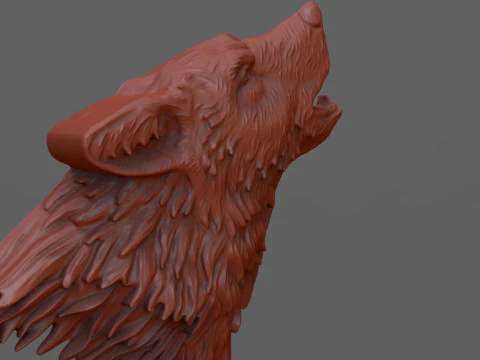 Howling wolf bas relief 3D Print Model
