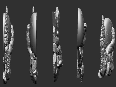 The wolf howling in the full moon 3D Print Model