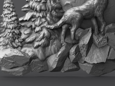 The wolf howling in the full moon 3D प्रिंट मॉडल