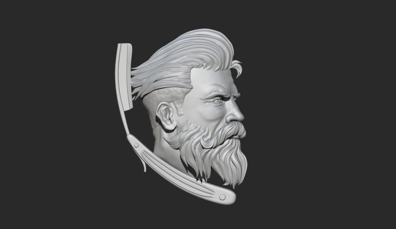 Hairdresser Emblem Bas Relief Modelo de Impressão 3D .c4d .max .obj .3ds .fbx .stl .blend