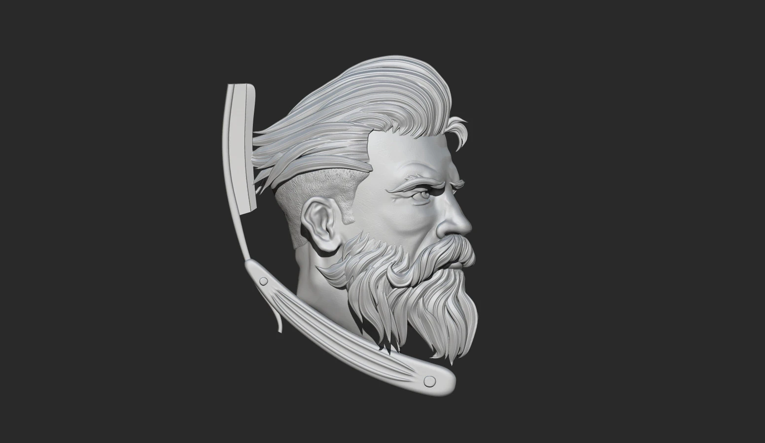 Hairdresser Emblem Bas Relief 3D Print Model .c4d .max .obj .3ds .fbx .stl .blend 