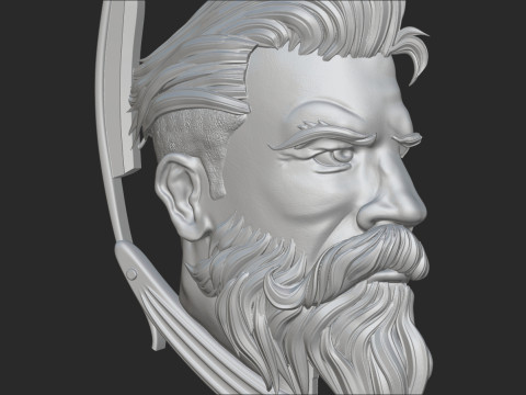 Hairdresser Emblem Bas Relief Modelo de Impressão 3D