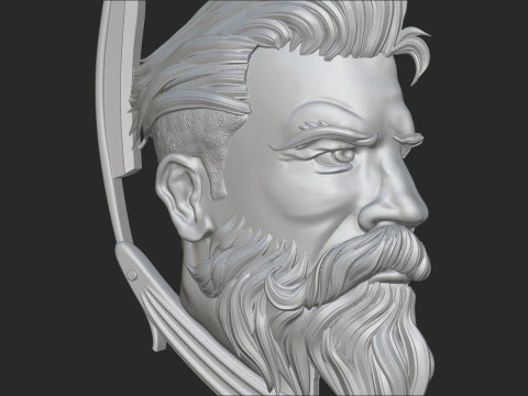 Hairdresser Emblem Bas Relief 3D Print Model