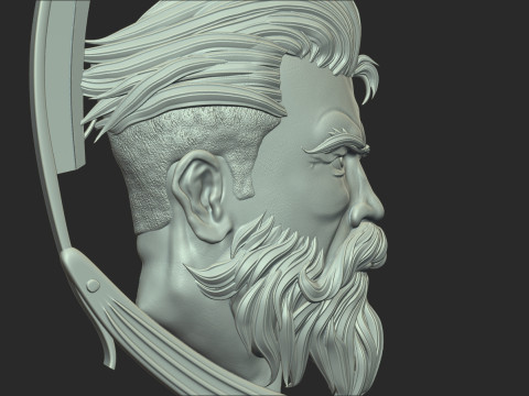 Hairdresser Emblem Bas Relief Modelo de Impressão 3D