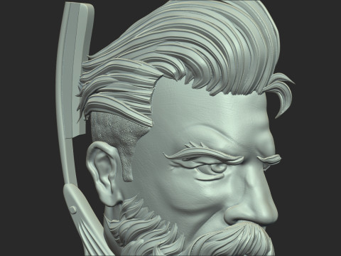 Hairdresser Emblem Bas Relief Modelo de Impressão 3D