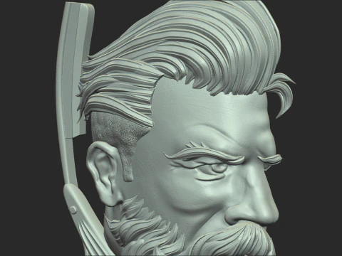 Hairdresser Emblem Bas Relief 3D Print Model