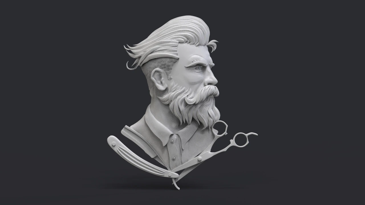 Hairdresser Emblem 3D Print Model .c4d .max .obj .3ds .fbx .stl .blend 