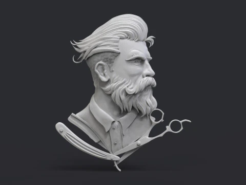 Friseur-Emblem 3D Druckmodell